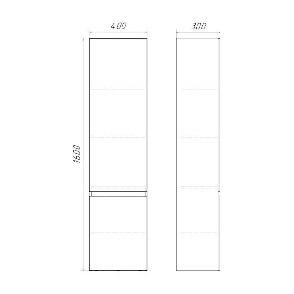Пенал Comforty Лозанна 40x160 см 00-00017837 подвесной белый