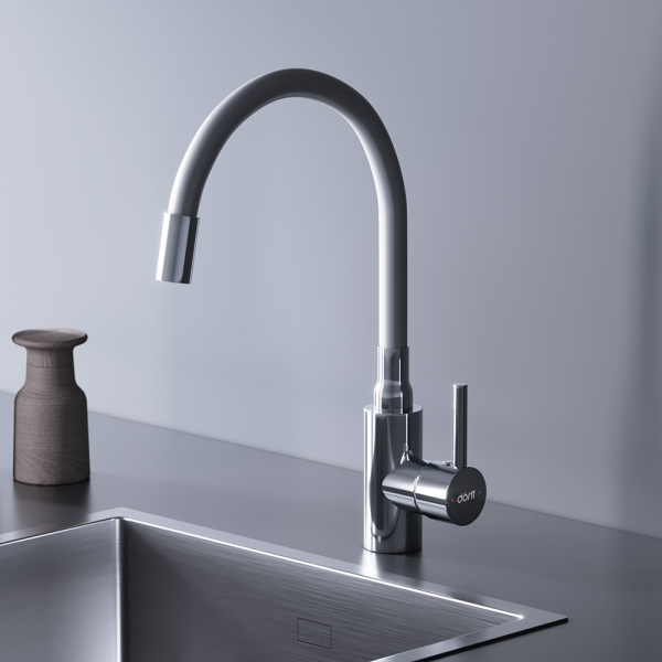 Смеситель для кухонной мойки Dorff Logic D3007633 белый с хромом глянцевый