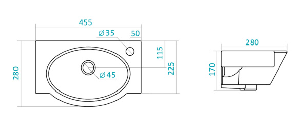 Рукомойник Santek Форум 45 см R 1WH110545