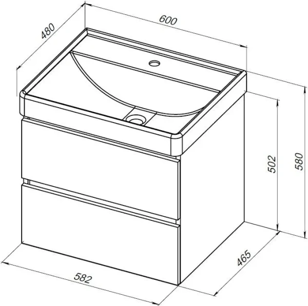 Тумба под раковину Aquanet Вега 60 см 00329583 подвесная бежевая матовая