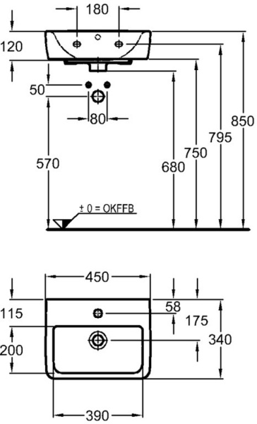 Рукомойник Geberit Renova Compact 45 см 276145000