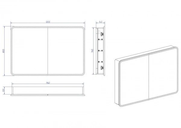 Зеркальный шкаф с полочками и LED подсветкой Континент Avenue 120x80 Зеркальный шкаф с полочками и LED подсветкой Континент Avenue 120x80