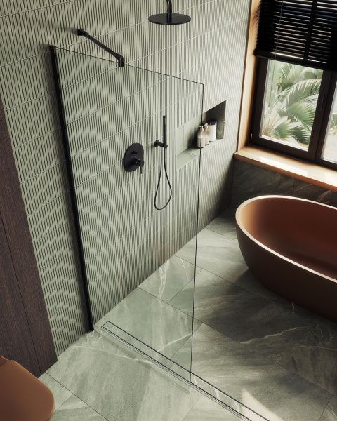 Душевая перегородка в широком профиле 79x195 см MaybahGlass  MGD-695-6ш стекло бесцветное Душевая перегородка в широком профиле 79x195 см MaybahGlass  MGD-695-6ш стекло бесцветное