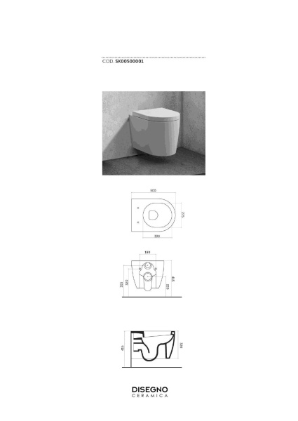 Безободковый унитаз  Disegno Ceramica Skip SK005RIM56 серый Безободковый унитаз  Disegno Ceramica Skip SK005RIM56 серый