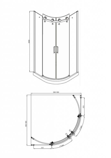 Душевой уголок 90x90x200 Bravat Wave BS090.1202S Душевой уголок 90x90x200 Bravat Wave BS090.1202S