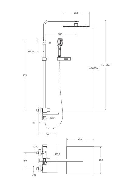 Душевая стойка  BelBagno LUCE LUC-VSCM-CRM хром Душевая стойка  BelBagno LUCE LUC-VSCM-CRM хром