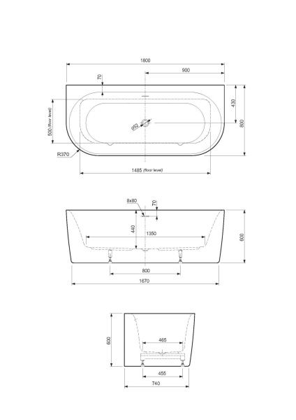 Акриловая ванна пристенная 180x80 см Cezares METAURO Metauro-int-wall-180-80-60-b-w-matt черный матовый Акриловая ванна пристенная 180x80 см Cezares METAURO Metauro-int-wall-180-80-60-b-w-matt черный матовый
