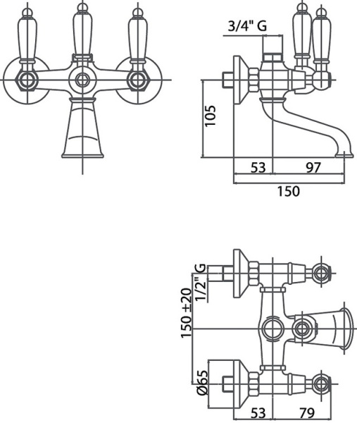 Смеситель Caprigo Adria Swarovski 01-019-vot для ванны с душем бронза брашированная