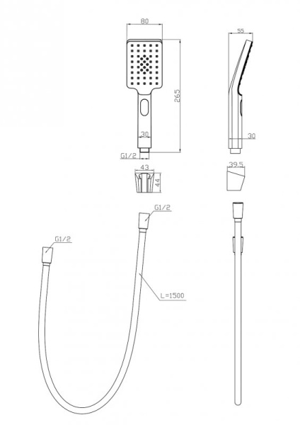 Смеситель для ванны с ручным душем, шлангом и держателем BelBagno Luce LUC-VASM-CRM хром глянцевый