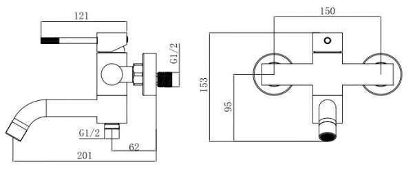 Смеситель для ванны с душевой лейкой Voda Vessel VSL54 нержавеющая сталь