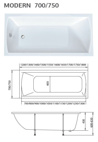 Ванна акриловая 155х70 Marka One MODERN Ванна акриловая 155х70 Marka One MODERN