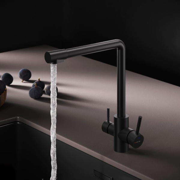 Смеситель для кухонной мойки Am.Pm X-Joy S с каналом для фильтра F85B05722 черный матовый