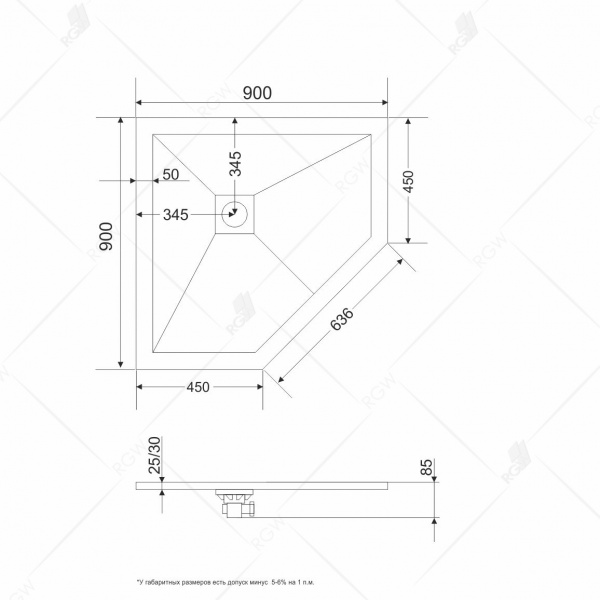 Душевой поддон трапеция RGW ST/T-G 90x90 16155099-02 Графит (серый) Душевой поддон трапеция RGW ST/T-G 90x90 16155099-02 Графит (серый)