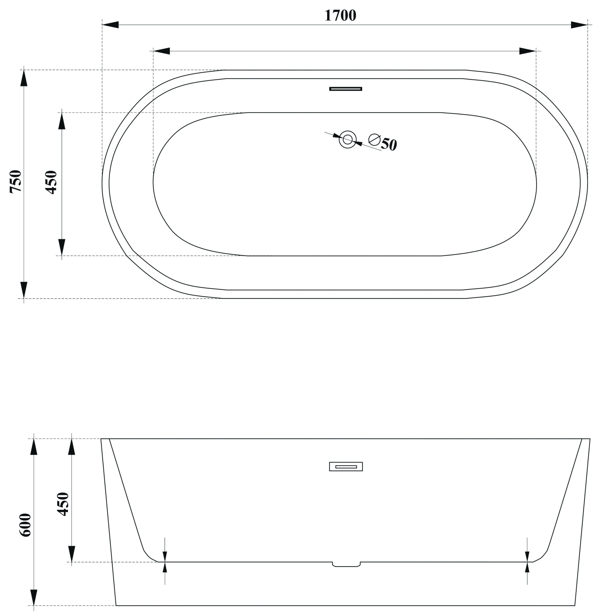 Ванна акриловая Ceruttispa Skye 170x75 CT10513