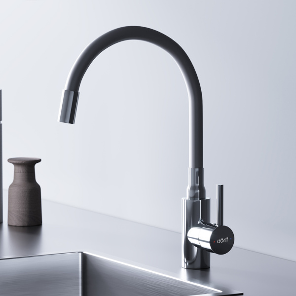 Смеситель для кухонной мойки Dorff Logic D3007633 белый с хромом глянцевый