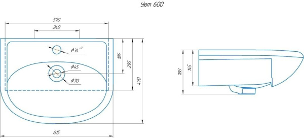 Мебельная раковина Rosa Уют 60 см 4620008192772