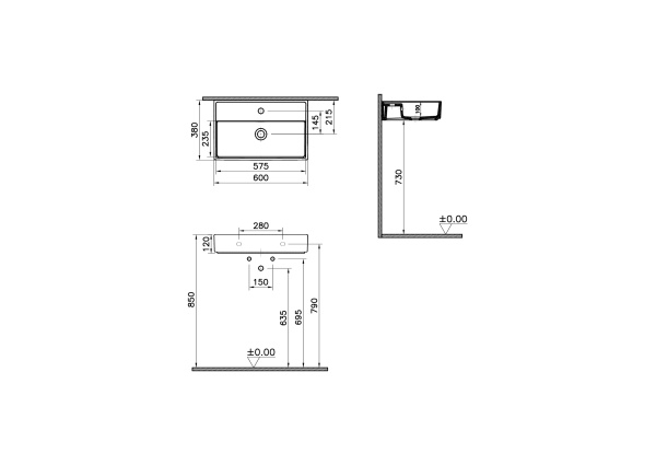 Раковина-чаша 60х38 VitrA ArchiPlan 7401B003-0001 Раковина-чаша 60х38 VitrA ArchiPlan 7401B003-0001