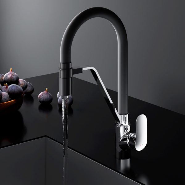 Смеситель для кухонной мойки Am.Pm Like с каналом для фильтра F8007802 черный с хромом матовый