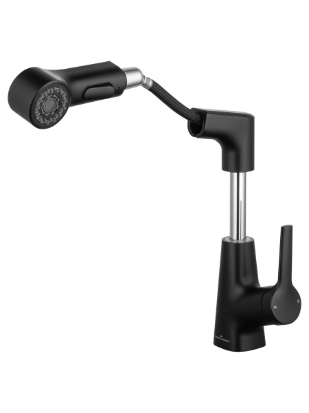 Смеситель для раковины с гигиеническим душем Wonzon & Woghand WW-121B108-MB черный матовый