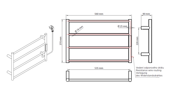 Полотенцесушитель электрический Bemeta 56x37 704151084 63W