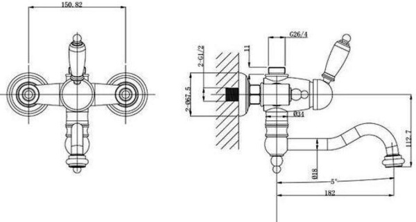 Смеситель Caprigo Adria Uno 02-519-crm для ванны с душем хром глянцевый