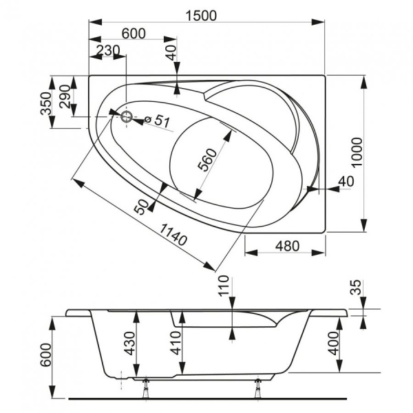 Акриловая ванна VAGNERPLAST FLORA 150x100 Right Акриловая ванна VAGNERPLAST FLORA 150x100 Right