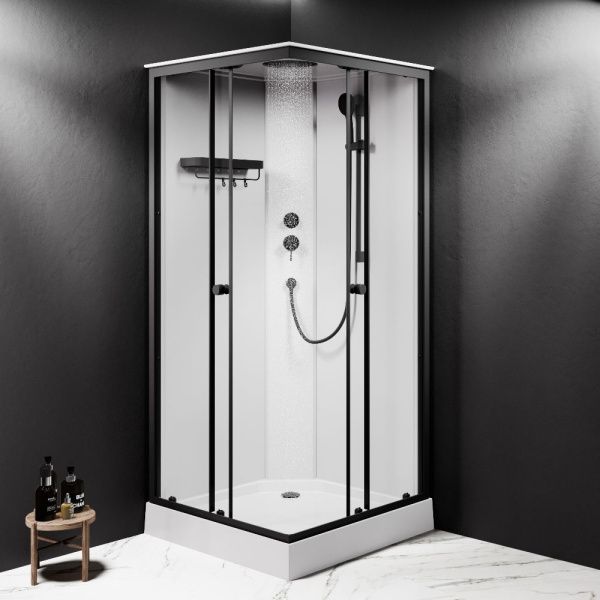 Душевая кабина 90x90 AM.PM X-Joy W94C-403-090BT стекло прозрачное профиль черный матовый Душевая кабина 90x90 AM.PM X-Joy W94C-403-090BT стекло прозрачное профиль черный матовый