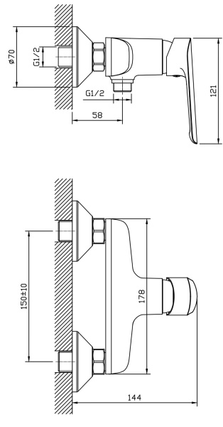 Смеситель для душа Esko Lagos Black LG80B черный матовый