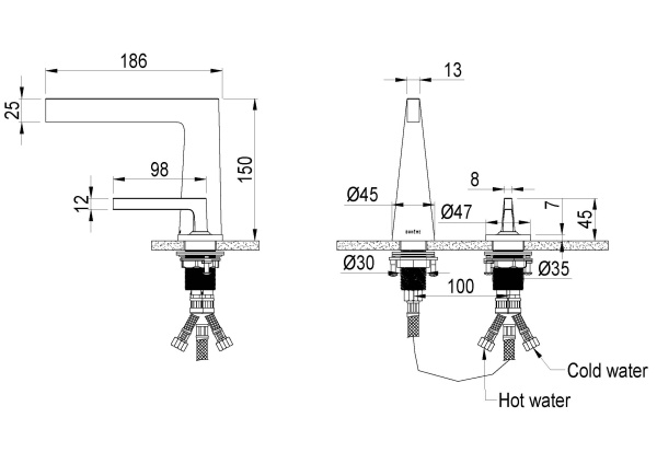 Смеситель для раковины Boheme Duo 161-G 2х-позиционный золото глянцевое