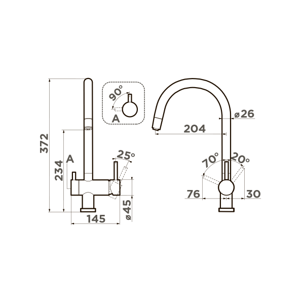 Смеситель для кухни Omoikiri Yamada 4994225 нержавеющая сталь