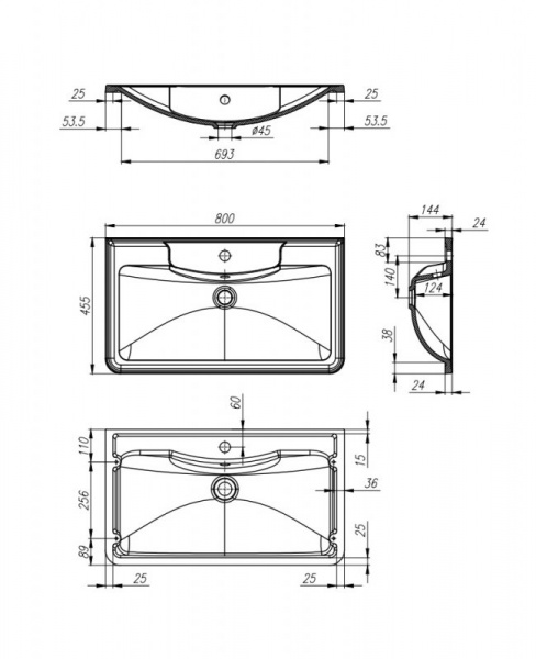 Раковина из литьевого мрамора 80x46 см BelBagno ALBANO BB800/455-LV-MR-ALR белый Раковина из литьевого мрамора 80x46 см BelBagno ALBANO BB800/455-LV-MR-ALR белый