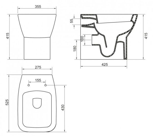 Унитаз приставной  BelBagno LAGO BB128CB Унитаз приставной  BelBagno LAGO BB128CB