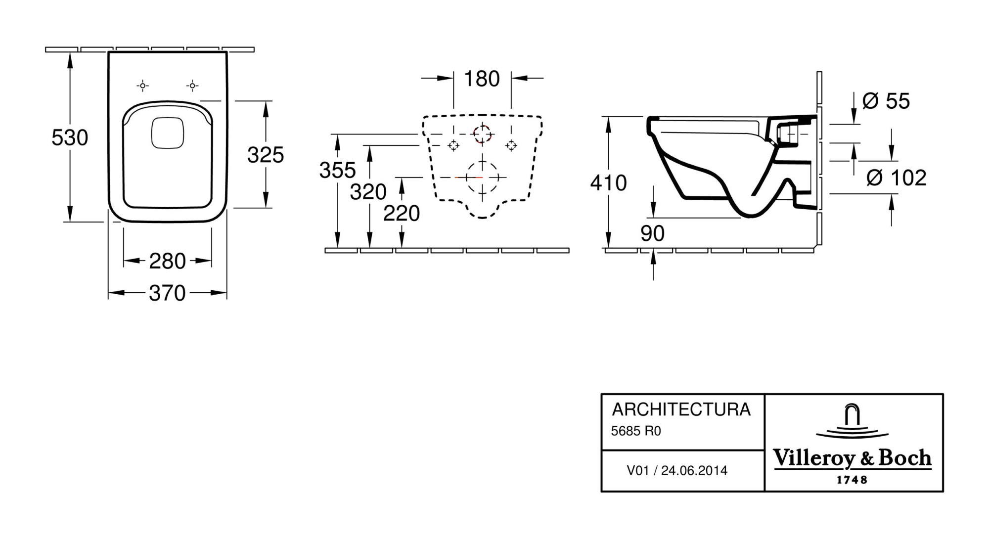 Унитаз Villeroy & Boch Architectura 5685R001 подвесной безободковый