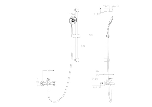 Смеситель для ванны с душем и гарнитуром Wonzon & Woghand WW-4560-BG золото брашированный
