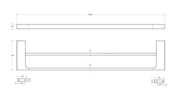 Полотенцедержатель двойной  Cezares SLIDER SLIDER-THD-60-GM вороная сталь
