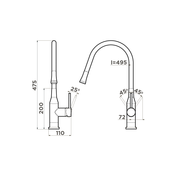 Смеситель для кухни Omoikiri Yatomi 4994251 нержавеющая сталь/leningrad grey