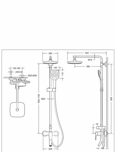Душевая стойка со смесителем для ванны и душа F6173218CP-A-ENG Душевая стойка со смесителем для ванны и душа F6173218CP-A-ENG
