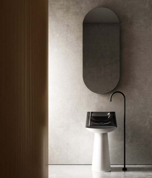 Раковина напольная Abber Kristall 50 см AT2706White-Onyx белая, черная