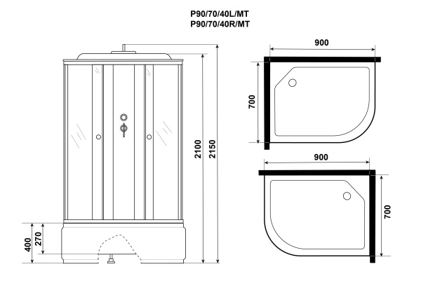 Душевая кабина 90x70 Niagara Promo P90/70/40L/MT Душевая кабина 90x70 Niagara Promo P90/70/40L/MT