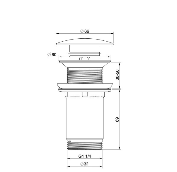 Донный клапан для раковины Wonzon & Woghand WW-88SS09-CR хром глянцевый
