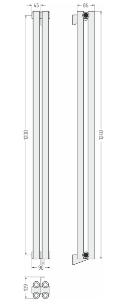 Радиатор отопления 90x1200 мм СУНЕРЖА Эстет 00-0332-1202 Хром Радиатор отопления 90x1200 мм СУНЕРЖА Эстет 00-0332-1202 Хром
