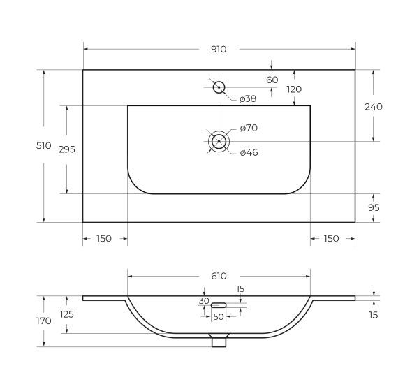 Мебельная раковина Cezares Molveno 90 см CZR-8099-90/50