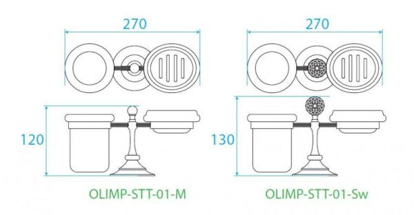 Стакан и мыльница настольные  Cezares OLIMP OLIMP-STT-01-M хром Стакан и мыльница настольные  Cezares OLIMP OLIMP-STT-01-M хром