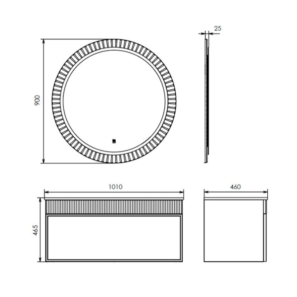Зеркало Comforty Мадрид 90 см 00-00014166 с подсветкой белое