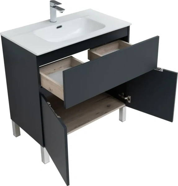 Тумба под раковину Aquanet Алвита New 80 см 00277551 напольная антрацит