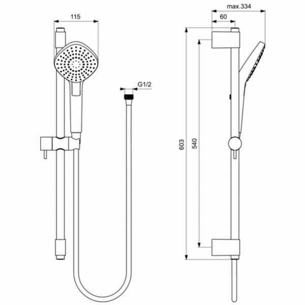 Душевой гарнитур со штангой Ideal Standard IDEALRAIN EVO B2234AA Душевой гарнитур со штангой Ideal Standard IDEALRAIN EVO B2234AA