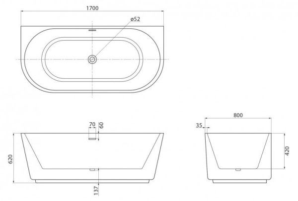 Акриловая ванна 170x80 см BelBagno  BB108-170-80 белый Акриловая ванна 170x80 см BelBagno  BB108-170-80 белый