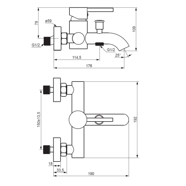 Смеситель для ванны Damixa Scandinavian Pure 361000000 хром глянцевый