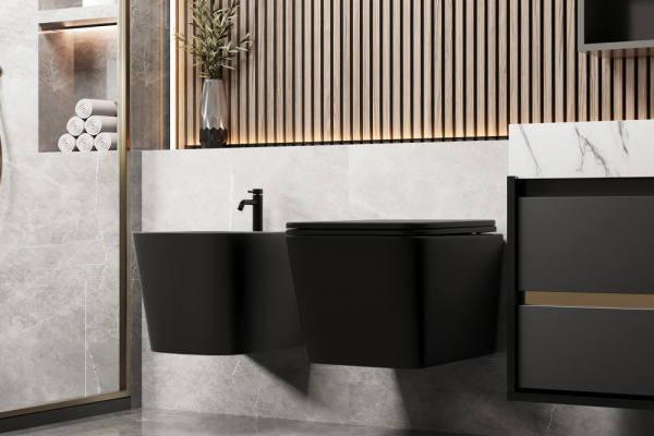 Биде Abber Rechteck AC1250MB подвесное черное матовое