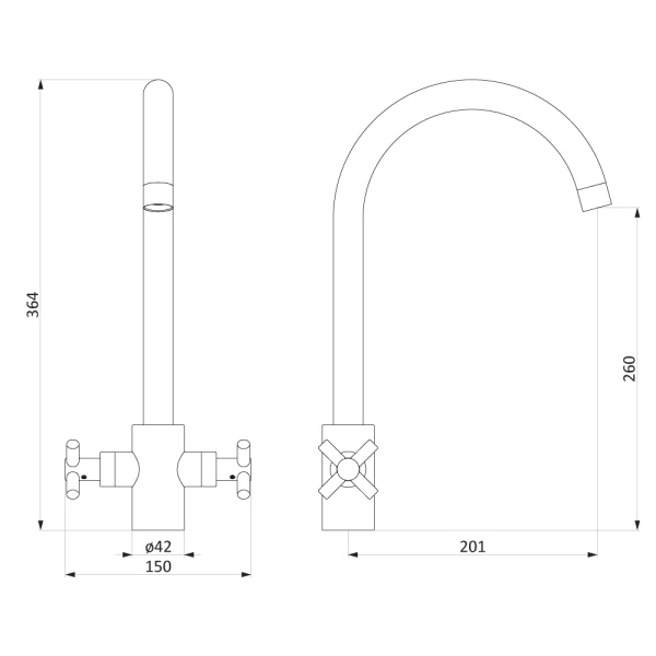 Смеситель для кухонной мойки RedBlu by Damixa Neo Classic 270000000 графит матовый